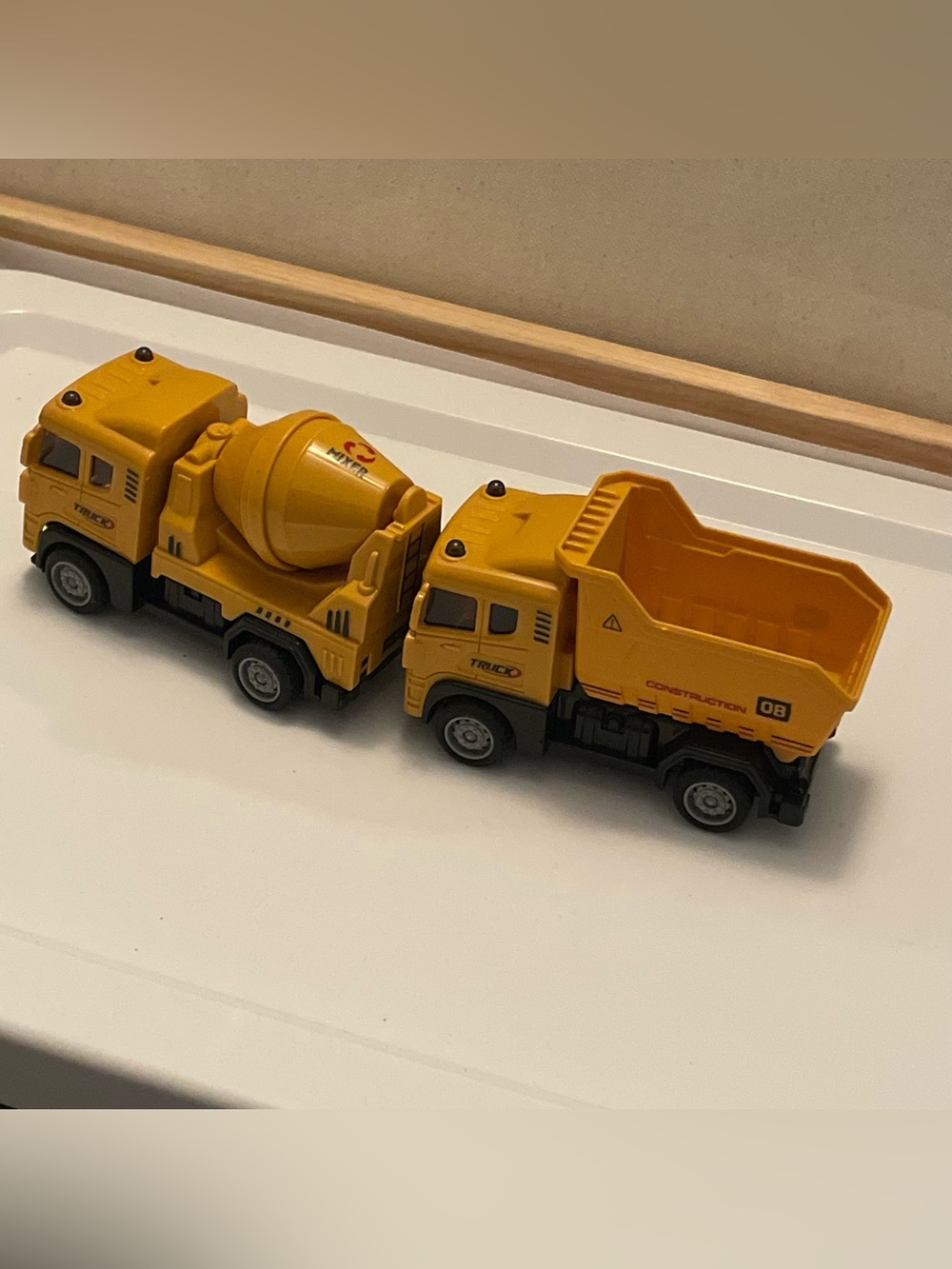 Yellow Construction Dump Truck & Mixer Toy Set cars trucks